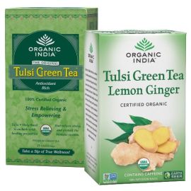 Combo of Tulsi Green 25 Tea Bags + Tulsi Green Tea Lemon Ginger 25 Tea Bags