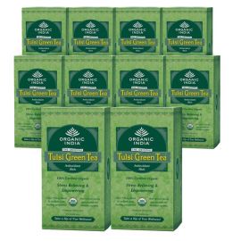 Organic India Tulsi Green Tea 250 Bags (25 tea bags x 10 Packs Combo)