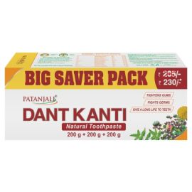 DANT KANTI NATURAL TOOTHPASTE FAMILY PACK (200GM +200GM + 200GM)( 600 GM) by patanjali
