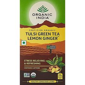Tulsi Green Tea Lemon Ginger 25 Tea Bags by Organic India