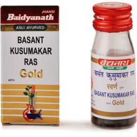 Baidyanath Basantakusmakar Ras with Gold (Swarna Moti Yukta) – 10 Tablets | Ayurvedic Tonic for Diabetes, Sexual Debility & General Weakness