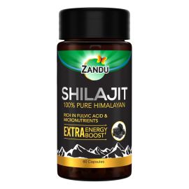 Zandu Shilajit 100% Pure Himalayan (60 Capsules), Restores Energy And Stamina | Antioxidant Boost | Improves Vitality And Vigour