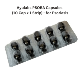 PSORA Capsules (10 Cap x 1 Strip) by Ayulabs, for Psoriasis