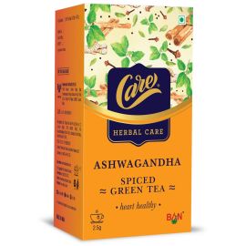 Care Ashwagandha Spiced Green Tea with Cinnamon, Tulsi, Ginger - 25 Tea Bags by Ban Lab