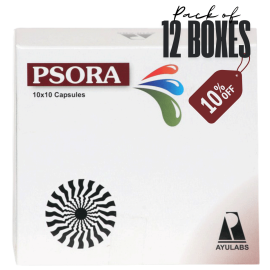 PSORA Capsules (100 Cap) x 12 BOXES OFFER by Ayulabs, for Psoriasis