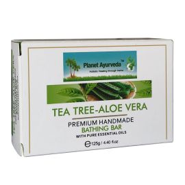 TEA TREE-ALOE VERA PREMIUM HANDMADE BATHING BAR (125 gm) by Planet Ayurveda
