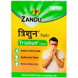 ZANDU TRISHUN (10 TABLETS x 3 Strips) 30 TABLETS Box, Ttreatment of Flu, cold, fever.
